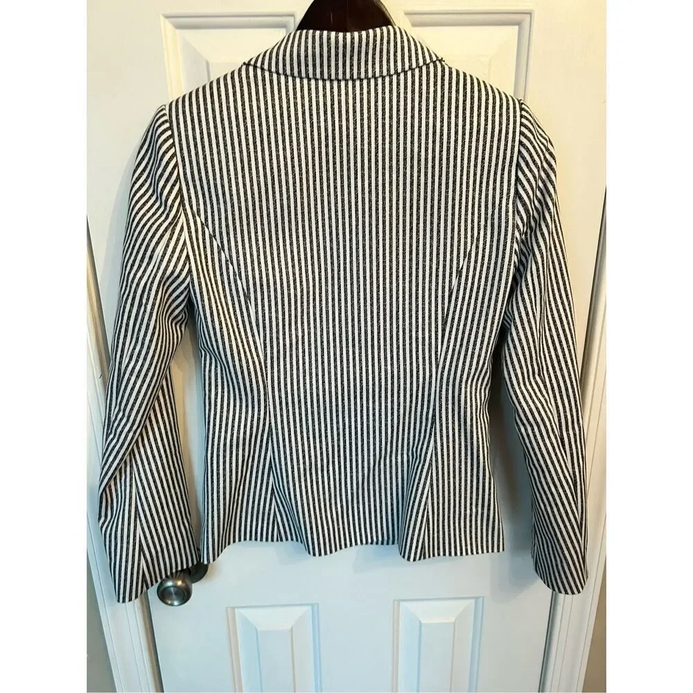 White House black market blazer striped black and white size 0 work attire, sexy - Picture 2 of 5